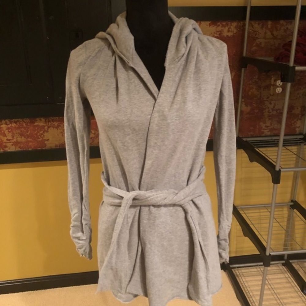 Gray Hooded Yoga Jacket XS